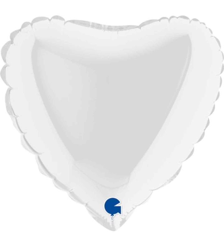 9" Grabo Heart White Foil