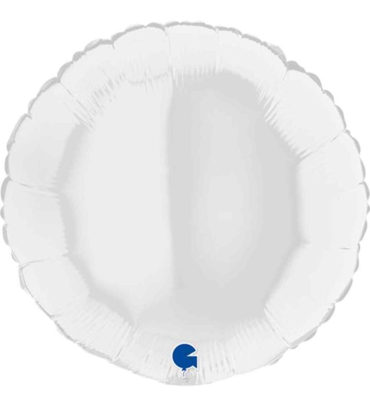 18" Grabo Round White Foil Balloon
