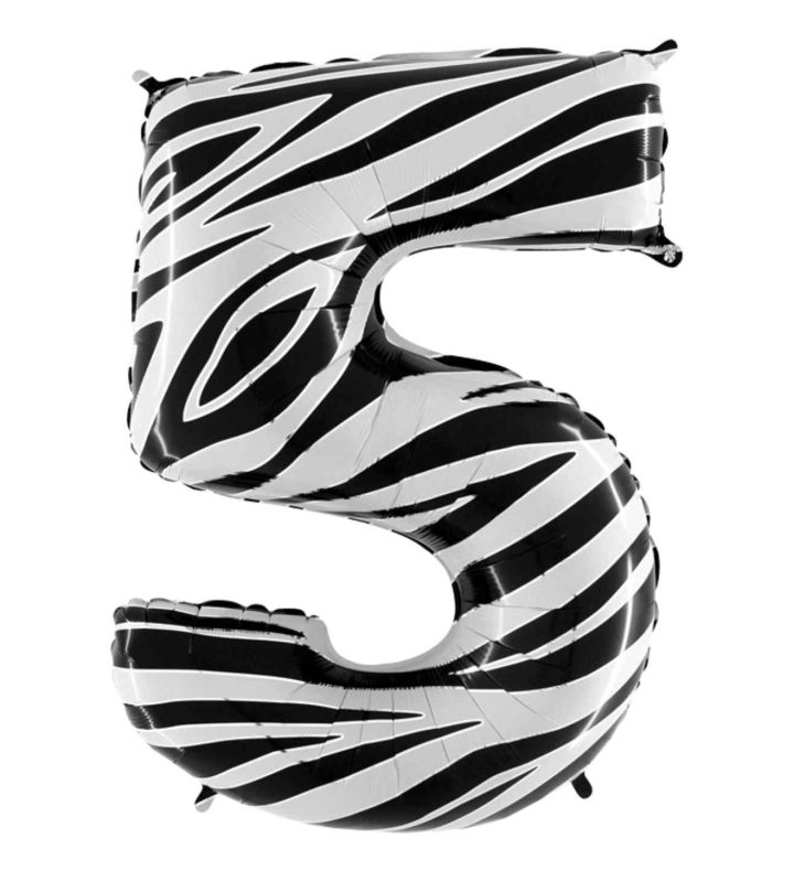 40" Grabo Zebraloon Number 5 Foil Balloon