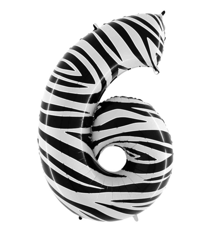 40" Grabo Zebraloon Number 6 Foil Balloon