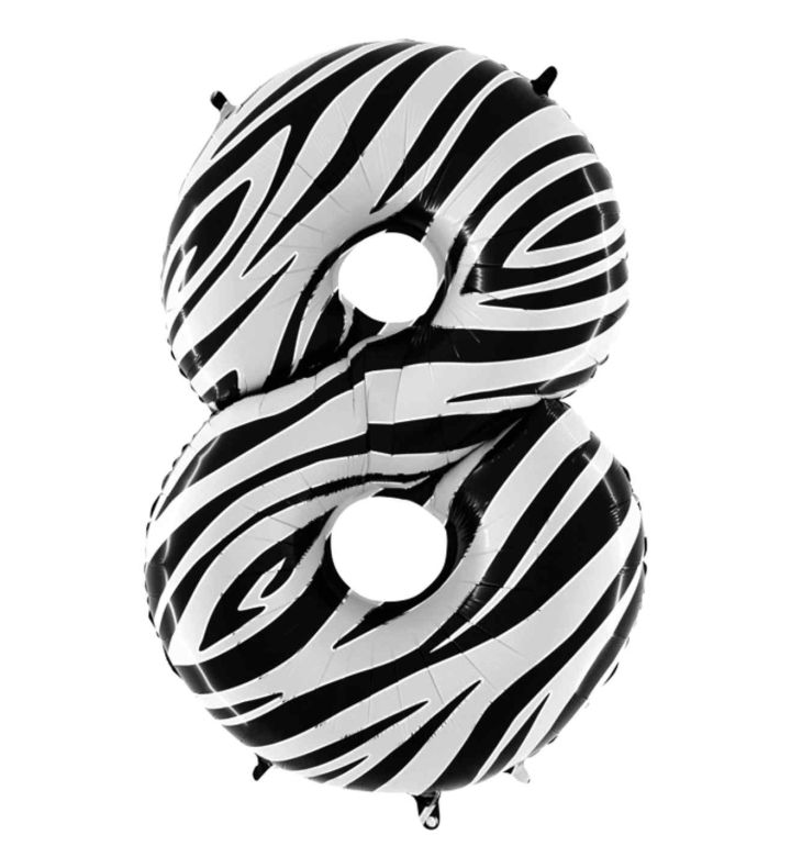 40" Grabo Zebraloon Number 8 Foil Balloon