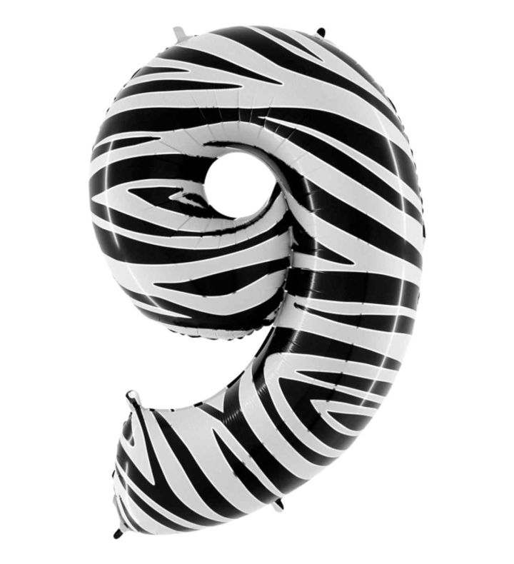 40" Grabo Zebraloon Number 9 Foil Balloon