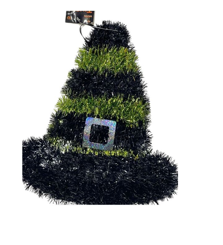 Green Witches Hat Tinsel Plaque