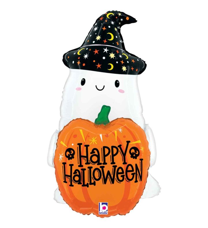 27" Betallic Halloween Pumpkin Ghost Foil Balloon