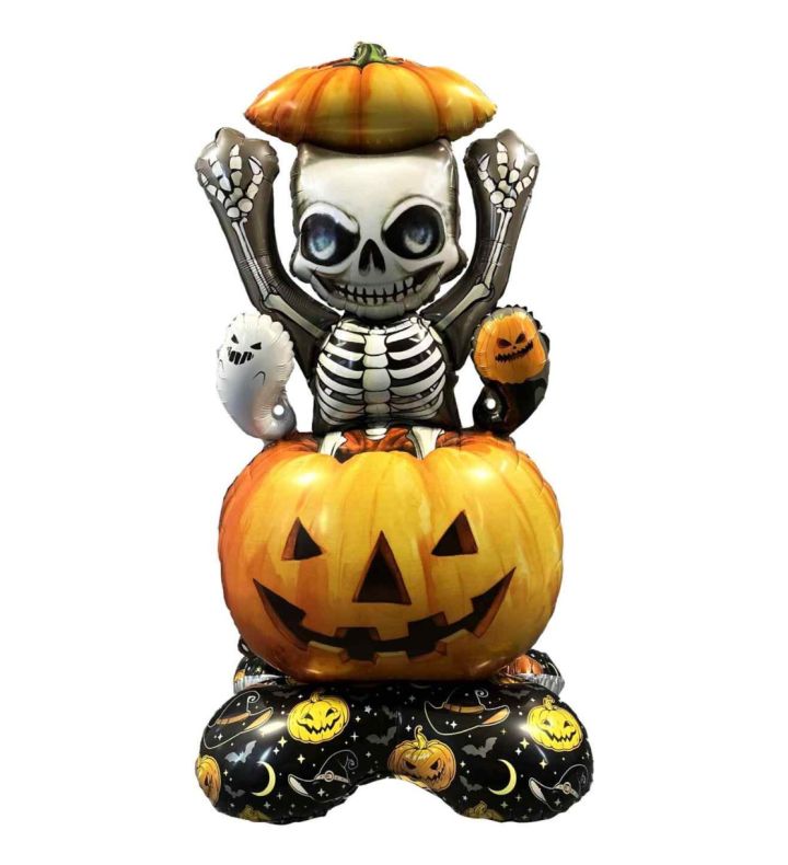 Halloween Pumpkin Skeleton 42" x 23" Foil Balloon