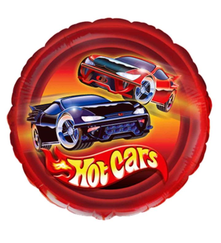 18" Hot Cars Round Foil Balloon