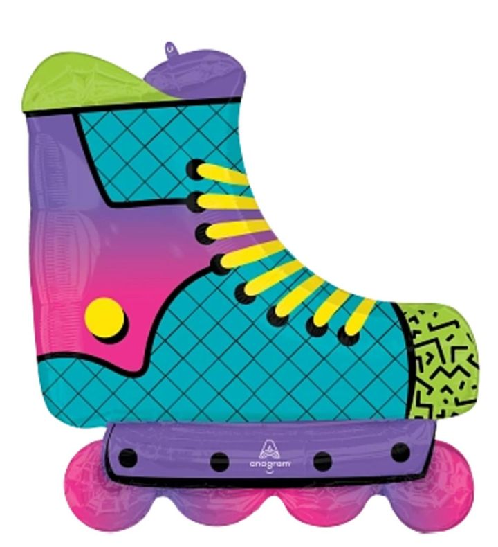 Inline Roller Skate 90's Party Foil Balloon 27"