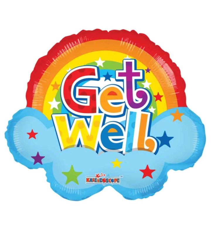 18" Get Well Soon Rainbow Shape Foil Balloon