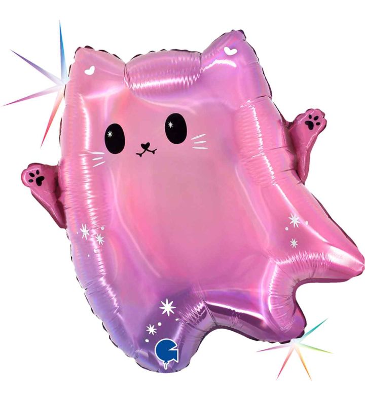18" Grabo Kawaii Ghost Cat Foil Balloon