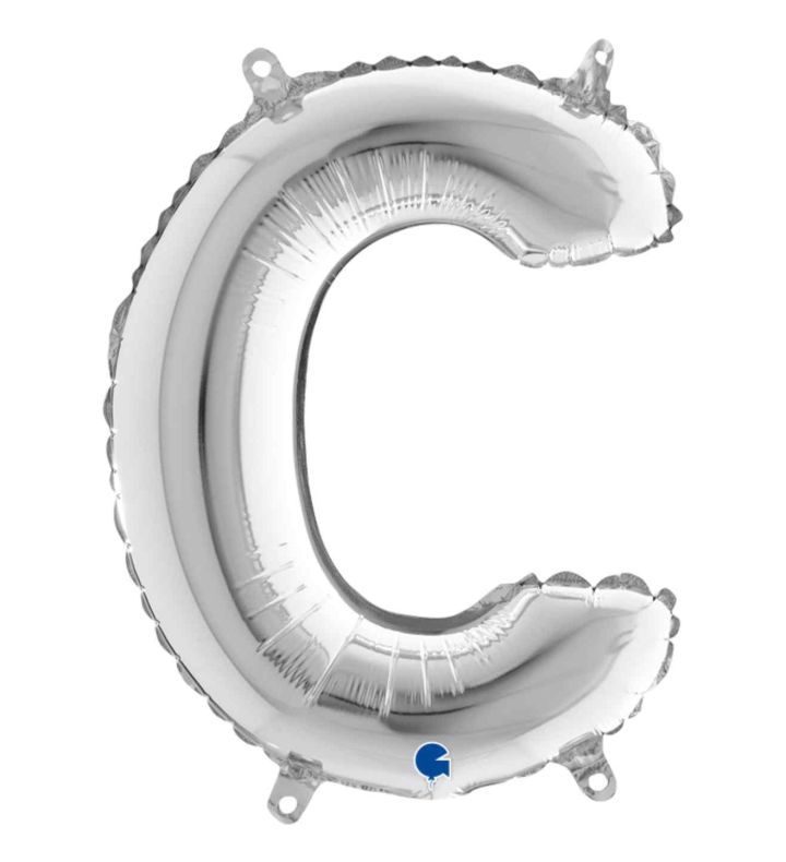 14" Silver Letter C Grabo Foil Balloon