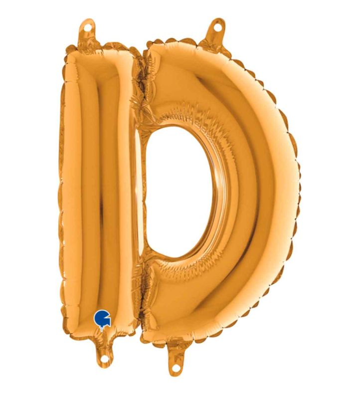 14" Gold Letter D Grabo Foil Balloon