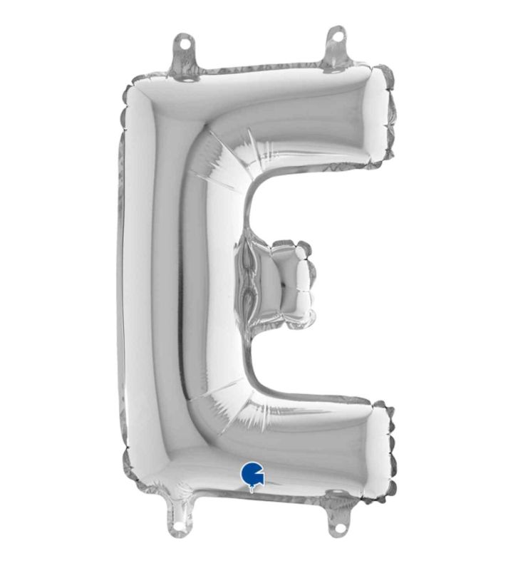 14" Silver Letter E Grabo Foil Balloon