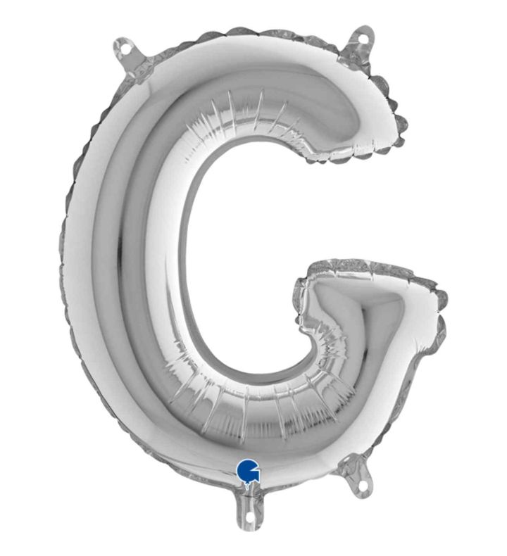 14" Silver Letter G Grabo Foil Balloon