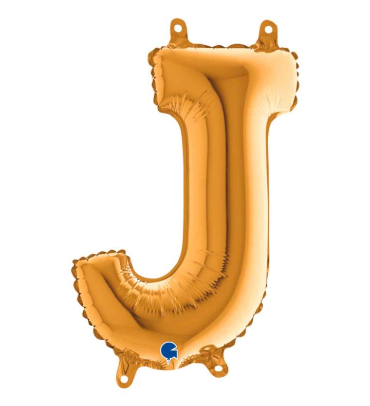 14" Gold Letter J Grabo Foil Balloon