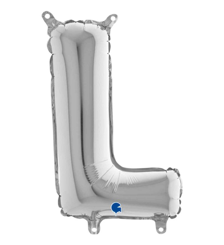 14" Silver Letter L Grabo Foil Balloon