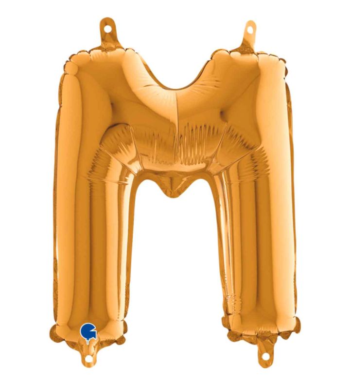 14" Gold Letter M Grabo Foil Balloon
