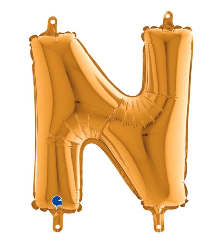 14" Gold Letter N Grabo Foil Balloon