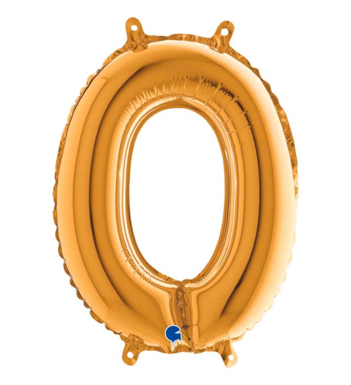 14" Gold Letter O Grabo Foil Balloon.