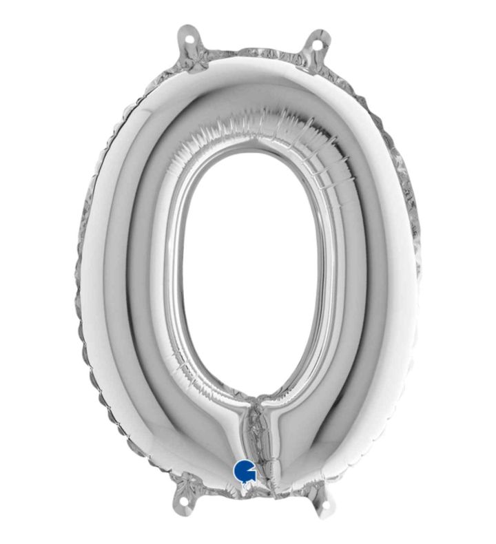 14" Silver Letter O Grabo Foil Balloon