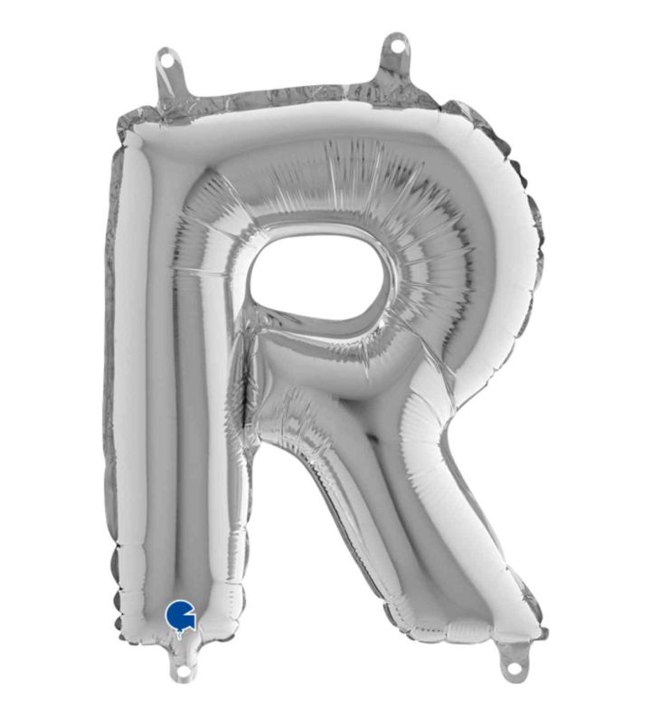 14" Silver Letter R Grabo Foil Balloon