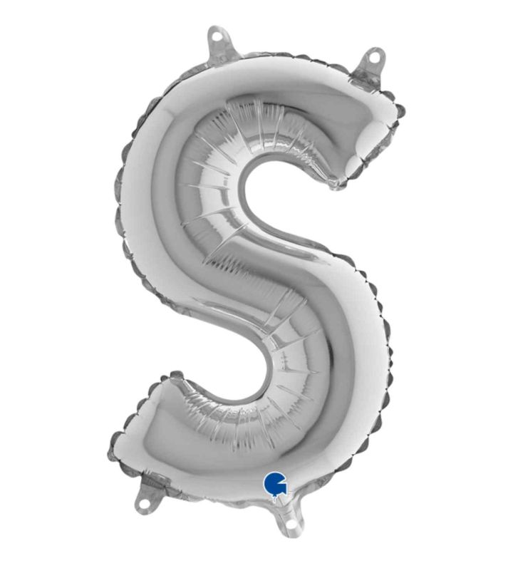 14" Silver Letter S Grabo Foil Balloon