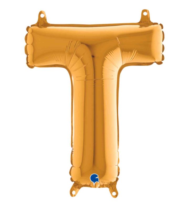 14" Gold Letter T Grabo Foil Balloon