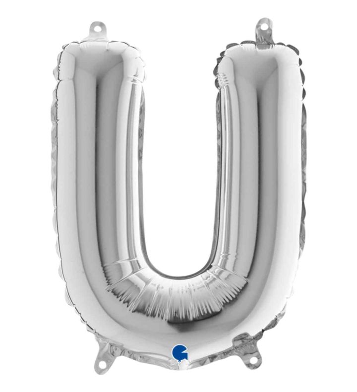 14" Silver Letter U Grabo Foil Balloon