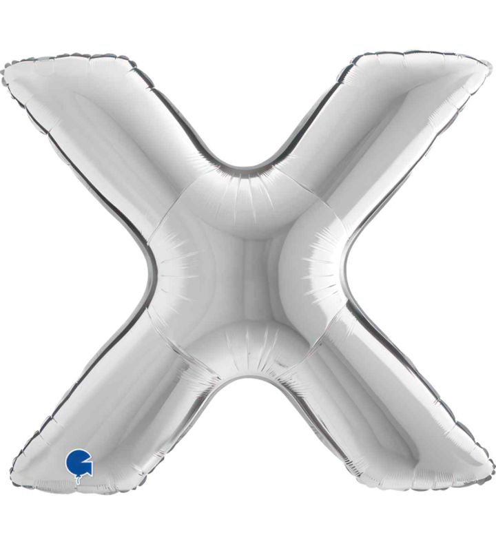 40" Betallic Letter X Silver Foil Balloon