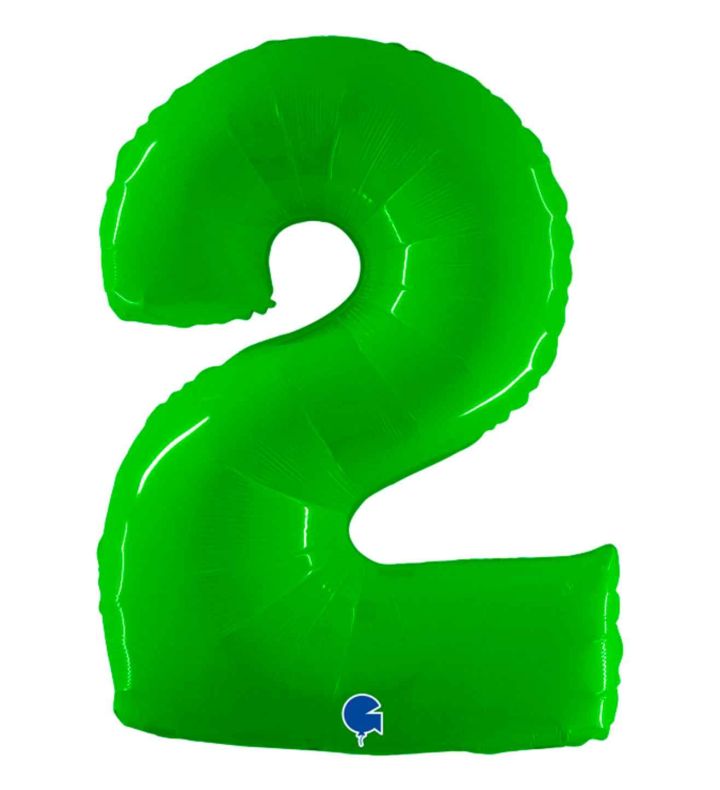 40" Grabo Lime Fluo Number 2 Foil Balloon