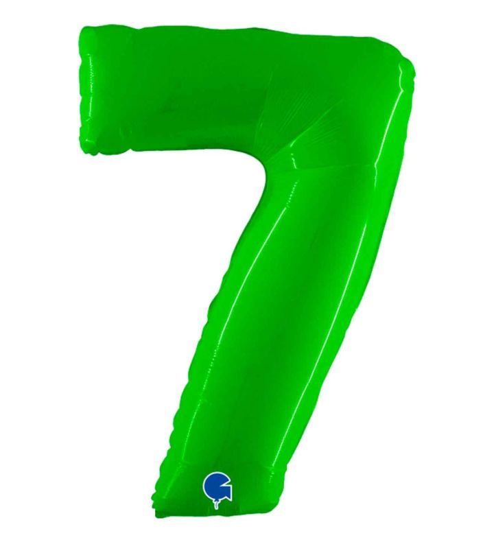 40" Grabo Lime Fluo Number 7 Foil Balloon