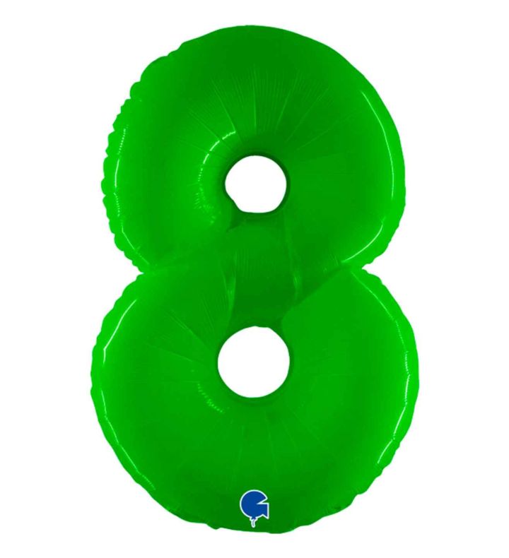 40" Grabo Lime Fluo Number 8 Foil Balloon
