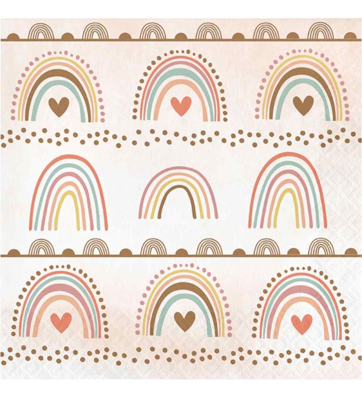Lunch Napkins Boho Rainbow 2ply