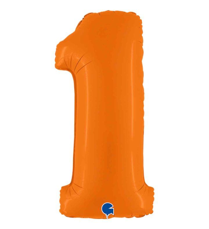 40" Grabo Matte Orange Number 1 Foil Balloon