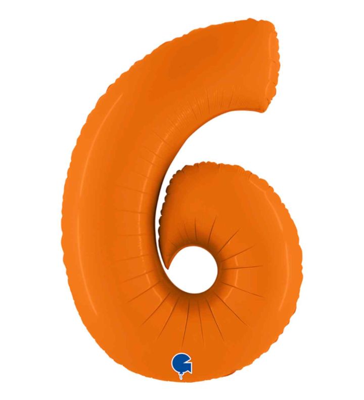 40" Grabo Matte Orange Number 6 Foil Balloon