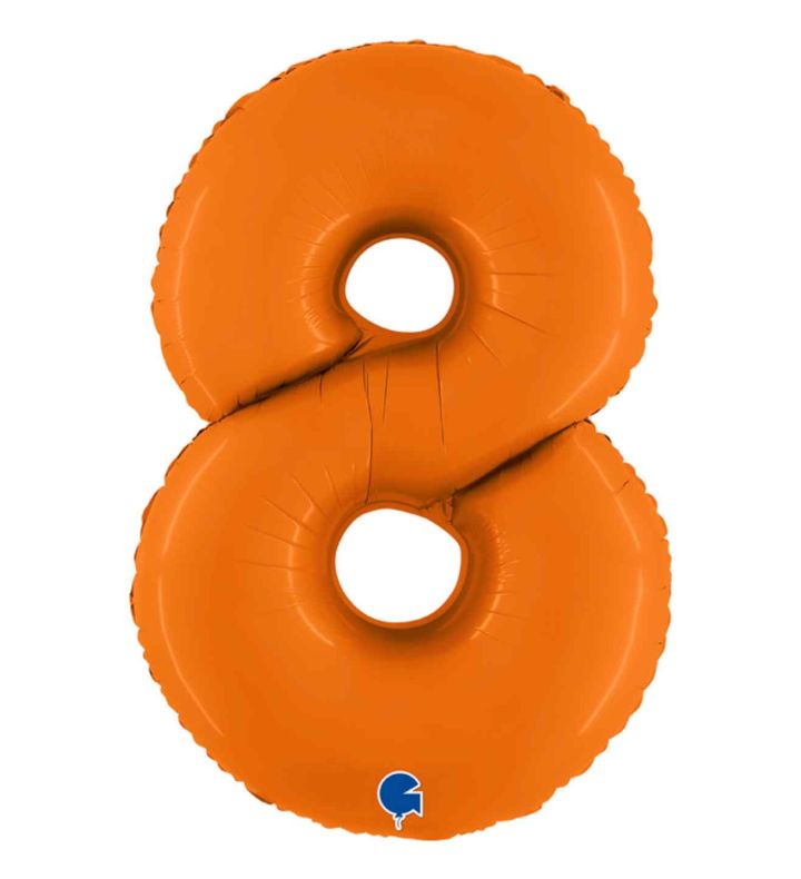 40" Grabo Matte Orange Number 8 Foil Balloon