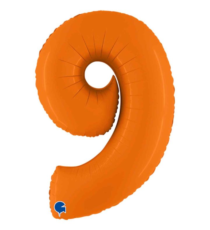 40" Grabo Matte Orange Number 9 Foil Balloon