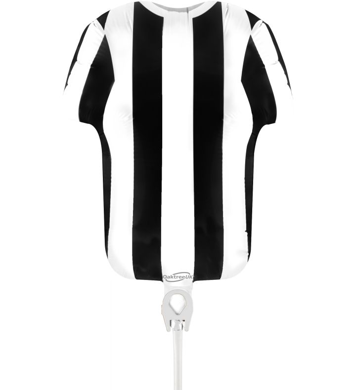 Mini Football Shirt Black & White Stripe Metallic Foil Balloon