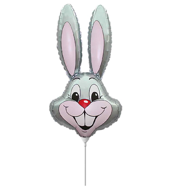 Mini Rabbit / Bunny Head Grey Foil Balloon