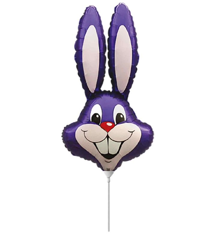 Mini Rabbit / Bunny Head Purple Foil Balloon