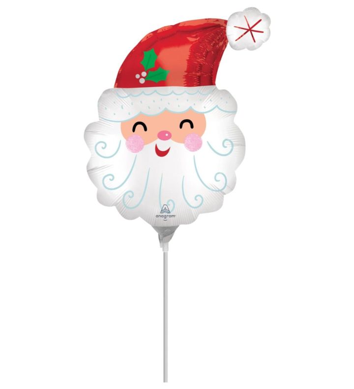 Mini Santa Head Christmas Foil Balloon