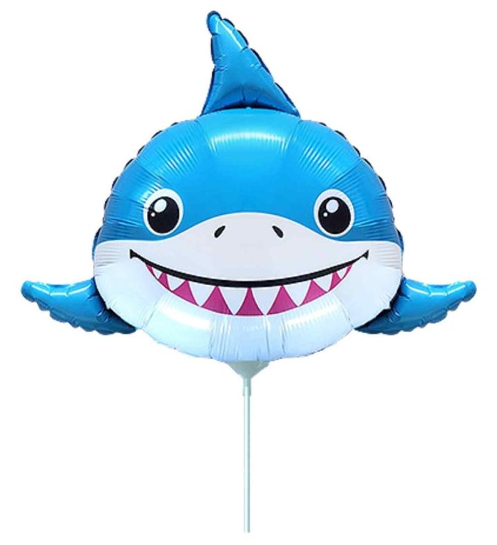 Mini Shark Head Blue and White Foil Balloon