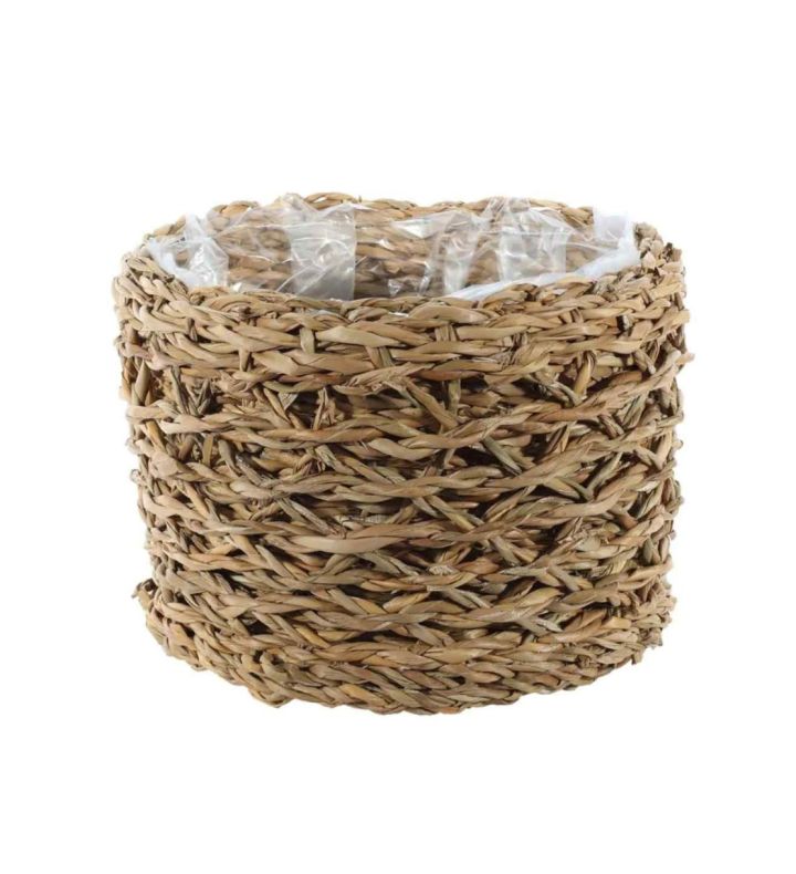 Natural Seagrass Round Basket with Liner - D21cm x H15.5cm 