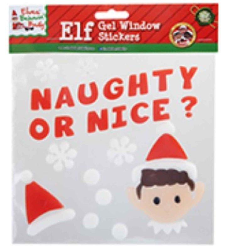 Naughty or Nice Elf Gel Window Stickers