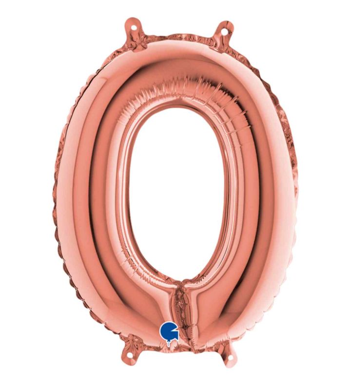 14" Rose Gold Number 0 Grabo Foil Balloon