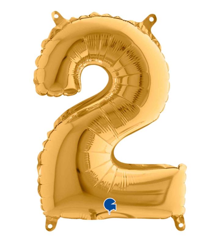 14" Gold Number 2 Grabo Foil Balloon