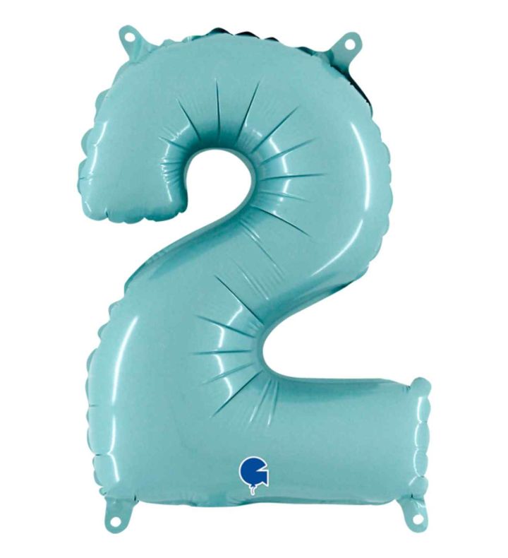 14" Pastel Blue Number 2 Grabo Foil Balloon