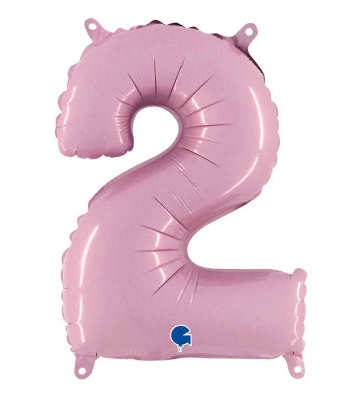 14" Pastel Pink Number 2 Grabo Foil Balloon