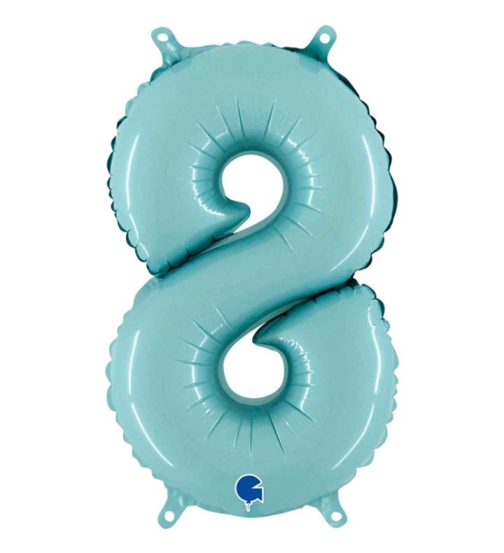 14" Pastel Blue Number 8 Grabo Foil Balloon