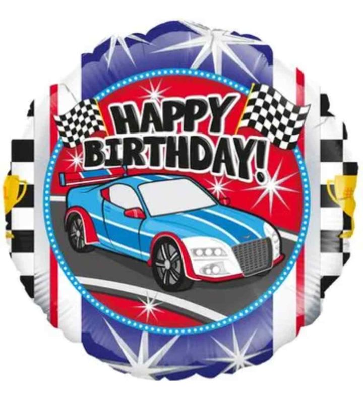 18" Oaktree Happy Birthday Sports Car Round
