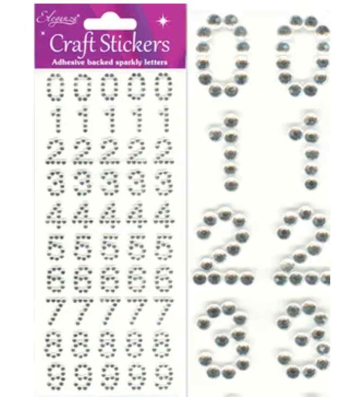 Eleganza Craft Stickers Numbers Clear/Silver